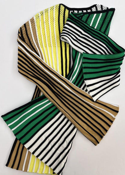 MULTICOLOR STRIPED KNIT LONG SLEEVES SWEATER S