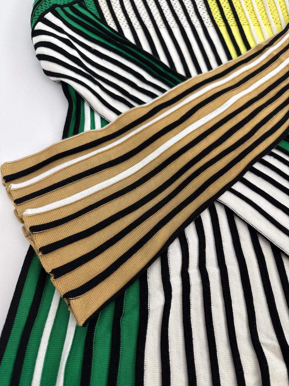 MULTICOLOR STRIPED KNIT LONG SLEEVES SWEATER S