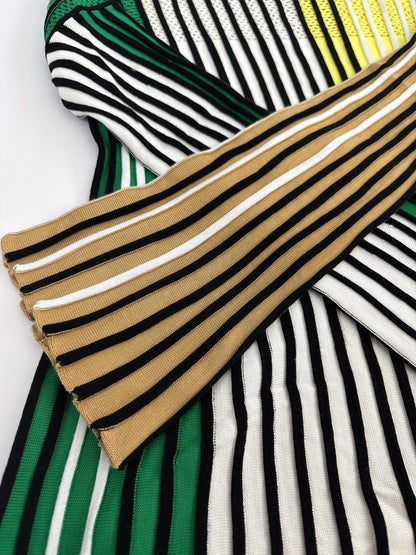 MULTICOLOR STRIPED KNIT LONG SLEEVES SWEATER S