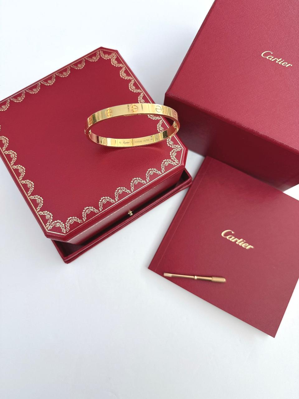 18K YELLOW GOLD BANGLE LOVE BRACELET, CLASSIC MODEL 17