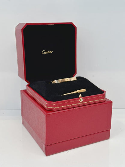 18K YELLOW GOLD BANGLE LOVE BRACELET, CLASSIC MODEL 17