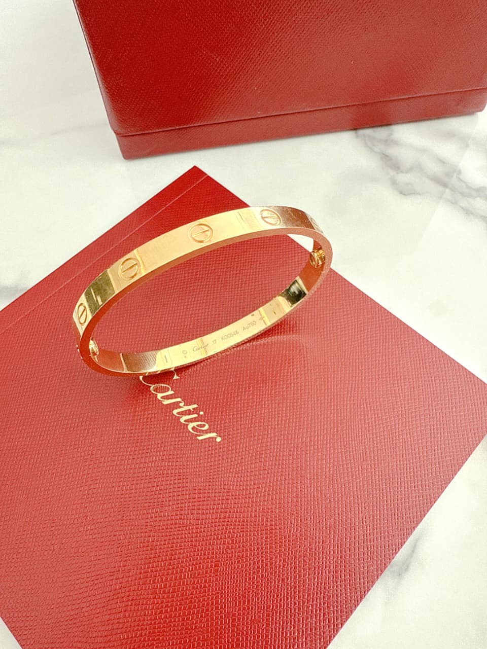 18K YELLOW GOLD BANGLE LOVE BRACELET, CLASSIC MODEL 17
