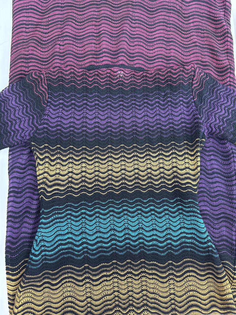 BLUE MULTICOLOR PATTERNED KNIT MID LENGTH DRESS 40
