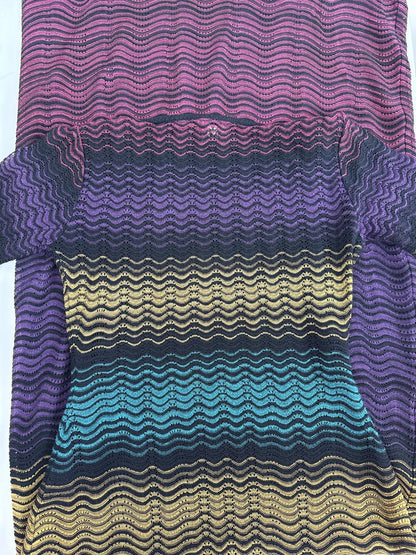 BLUE MULTICOLOR PATTERNED KNIT MID LENGTH DRESS 40