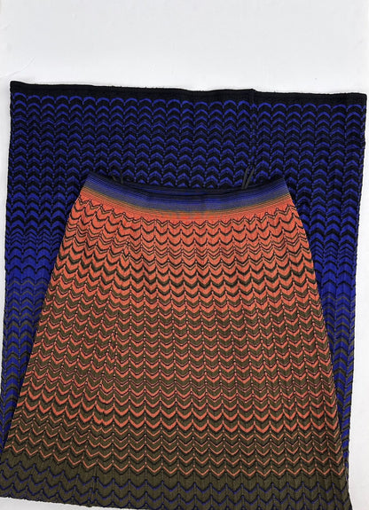 MULTICOLOR CHEVRON KNIT SKIRT 40