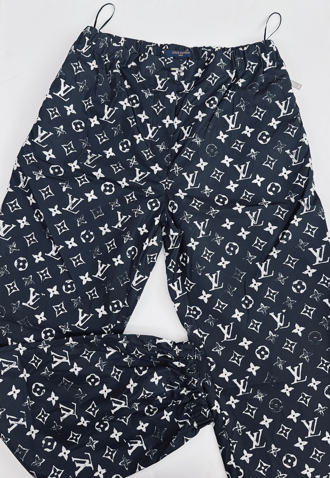BLACK WHITE STENCIL EFFECT MONOGRAM JOGGING PANTS