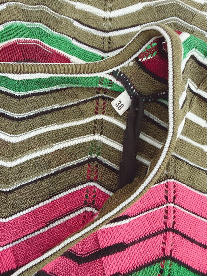 PINK MULTI STRIPED LONG KNIT DRESS 40