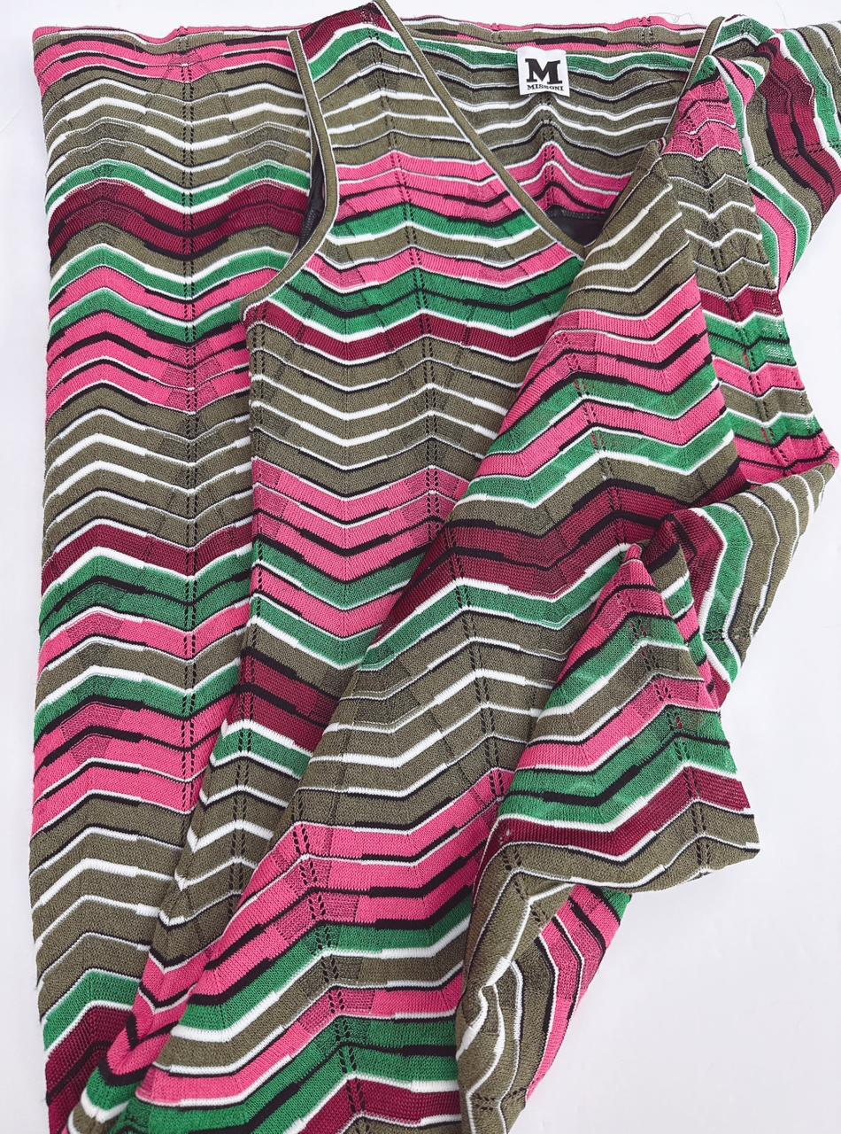 PINK MULTI STRIPED LONG KNIT DRESS 40