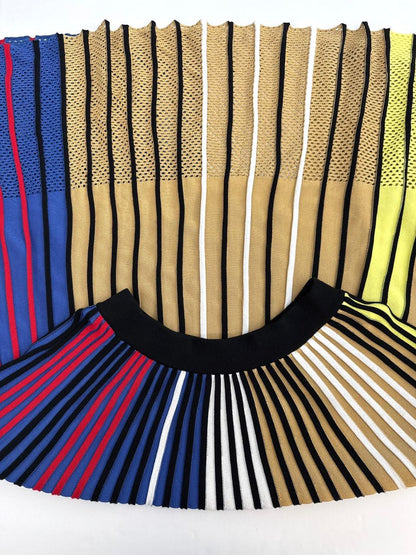 MULTICOLOR KNIT PERFORATED DETAIL SKIRT M