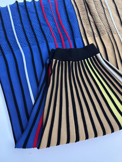 MULTICOLOR KNIT PERFORATED DETAIL SKIRT M