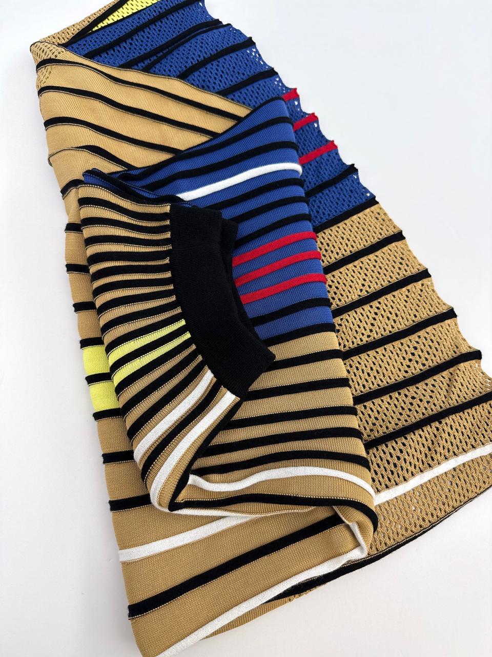 MULTICOLOR KNIT PERFORATED DETAIL SKIRT M