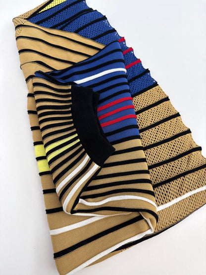 MULTICOLOR KNIT PERFORATED DETAIL SKIRT M