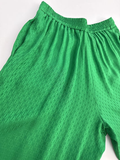 GREEN LOGO PATTERN PANTS XS