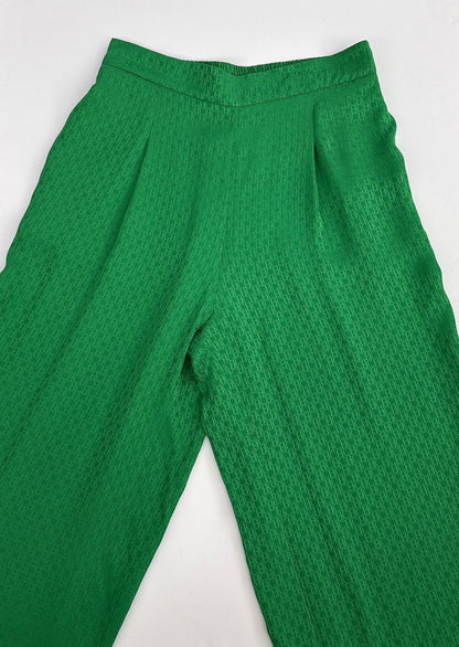 GREEN LOGO PATTERN PANTS XS