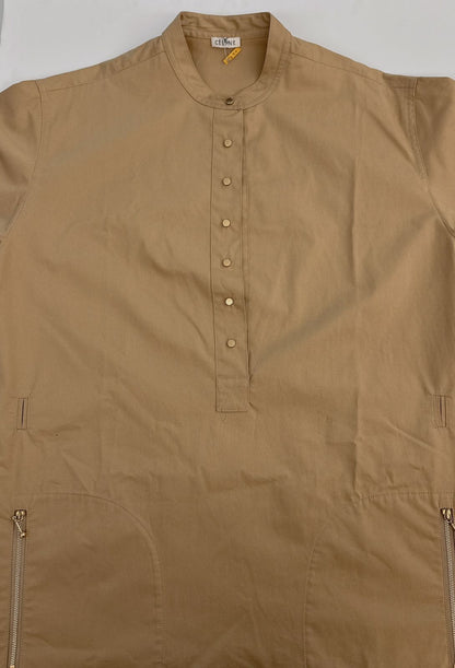 BEIGE STUD AND ZIP DETAIL DRESS 42