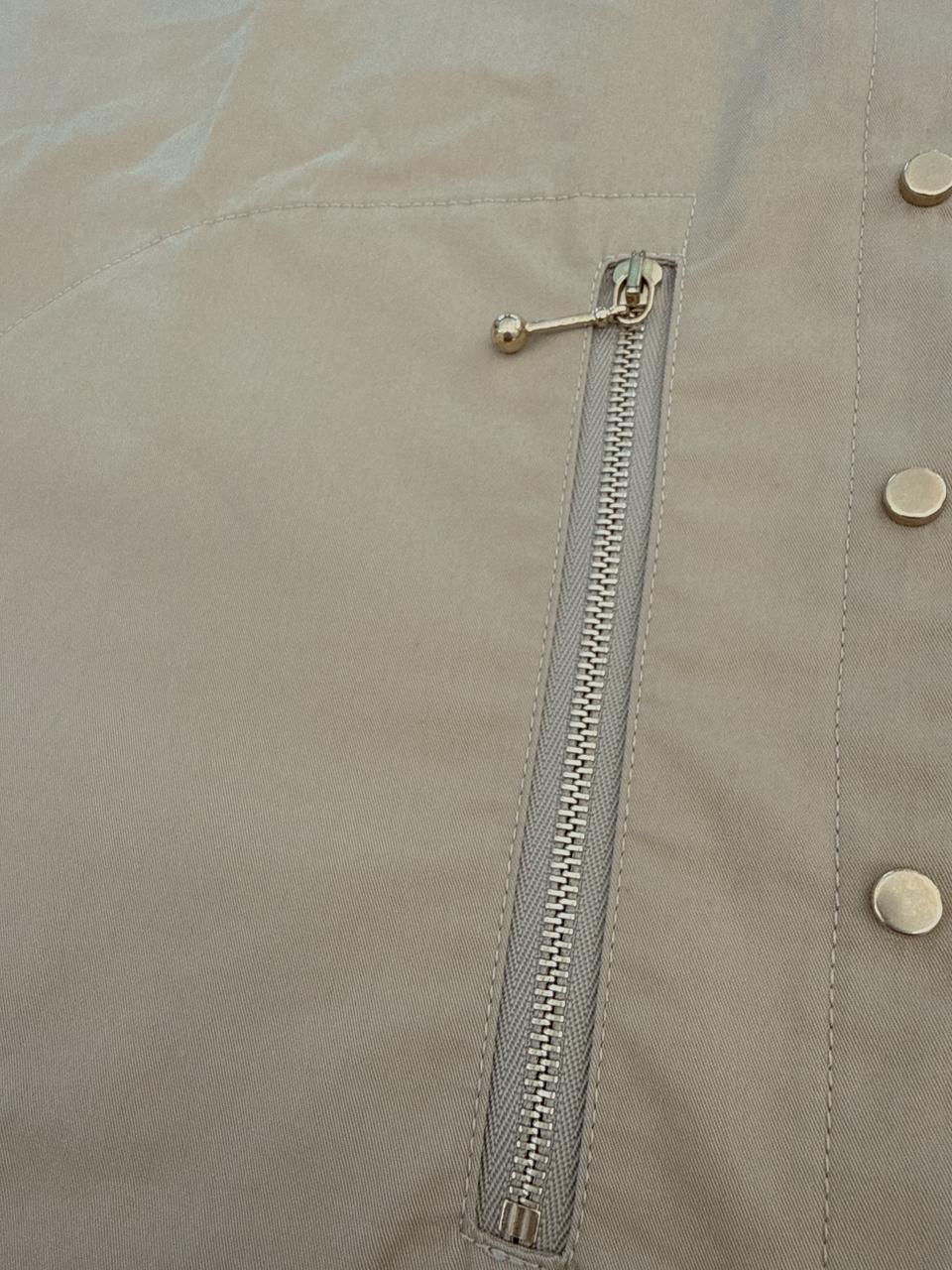 BEIGE STUD AND ZIP DETAIL DRESS 42