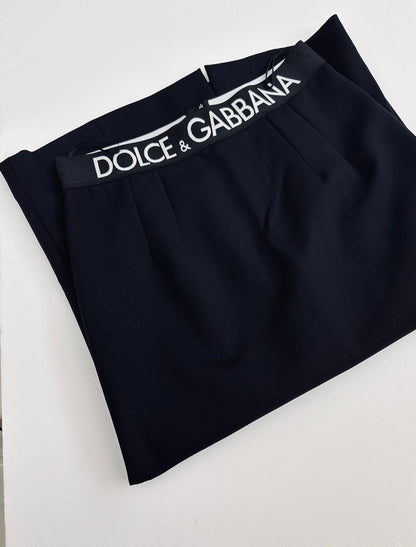BLACK LOGO WAISTBAND FITTED PENCIL SKIRT 46