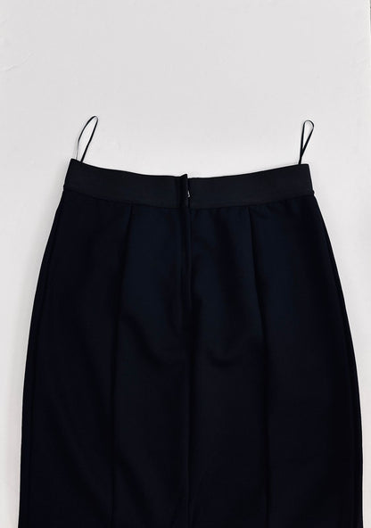 BLACK LOGO WAISTBAND FITTED PENCIL SKIRT 46