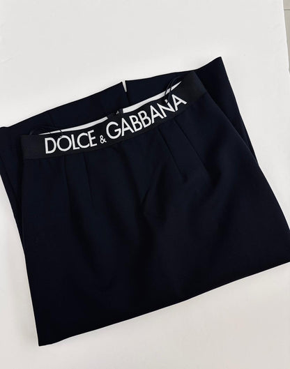 BLACK LOGO WAISTBAND FITTED PENCIL SKIRT 46