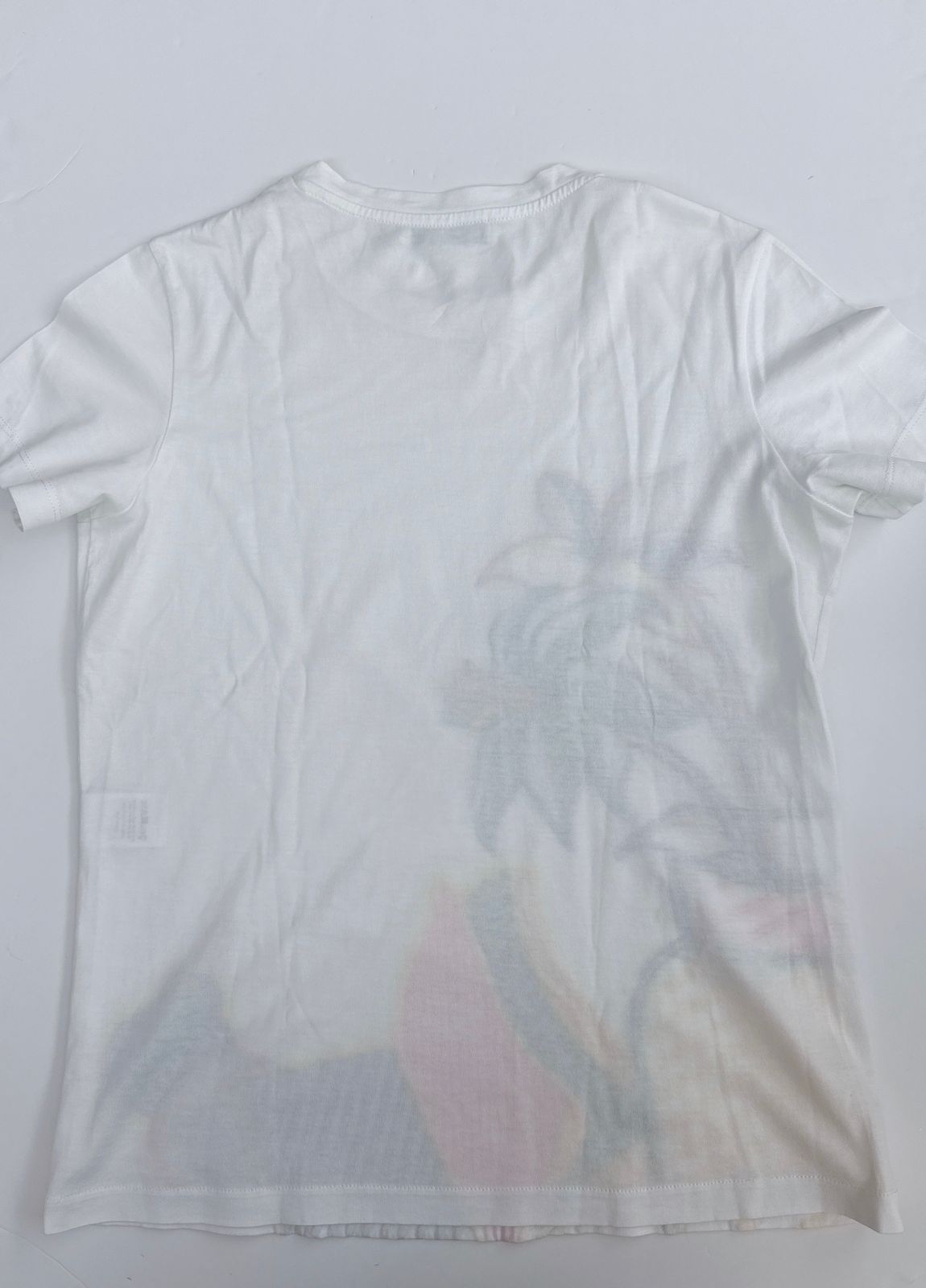 WHITE PRINTED COTTON T-SHIRT S