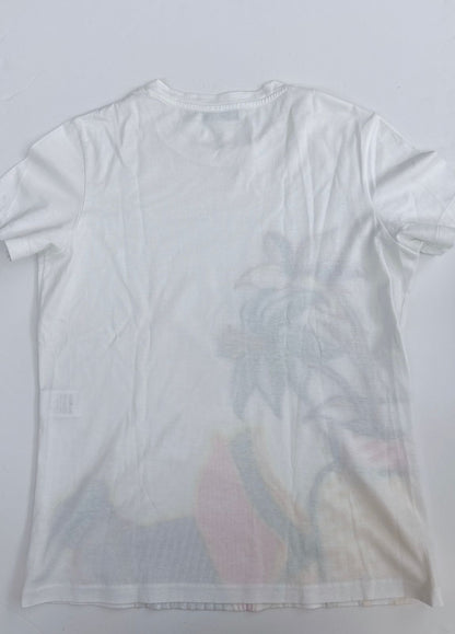 WHITE PRINTED COTTON T-SHIRT S