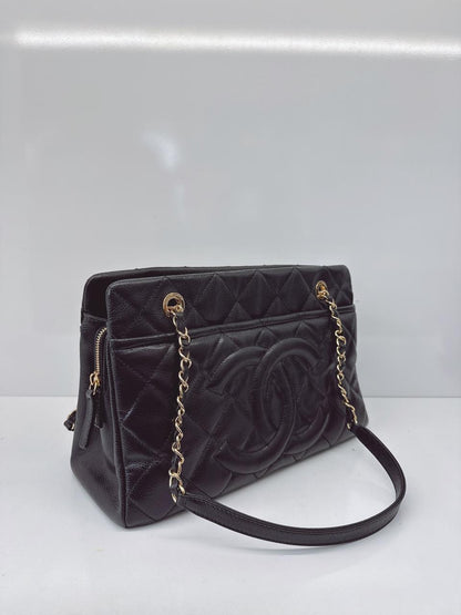 BLACK SOFT CAVIAR LEATHER CC TIMELESS TOTE BAG GHW