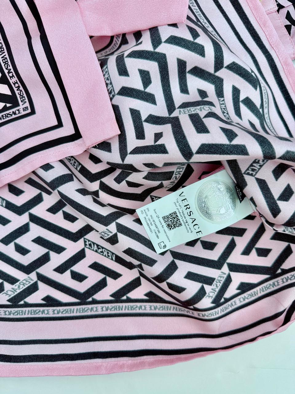 VERSACE PINK SILK PRINT FULL SLEEVE SHIRT 46 175/100A