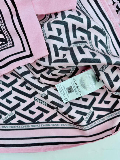 VERSACE PINK SILK PRINT FULL SLEEVE SHIRT 46 175/100A