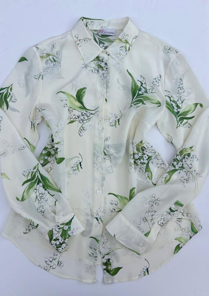 IVORY LILY FLARED TROUSERS AND SHIRT SET 38