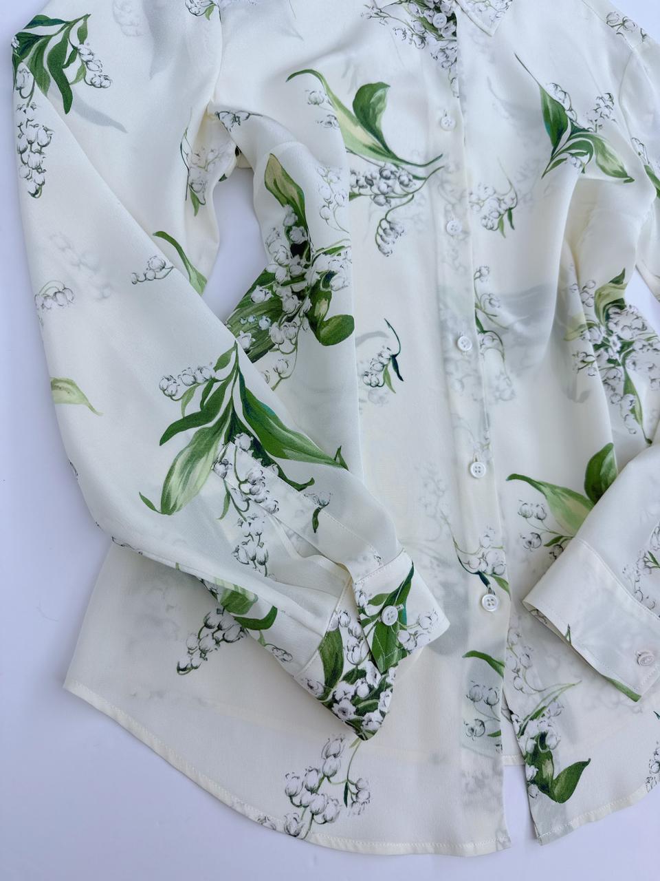IVORY LILY FLARED TROUSERS AND SHIRT SET 38