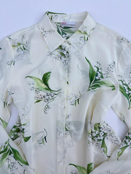 IVORY LILY FLARED TROUSERS AND SHIRT SET 38
