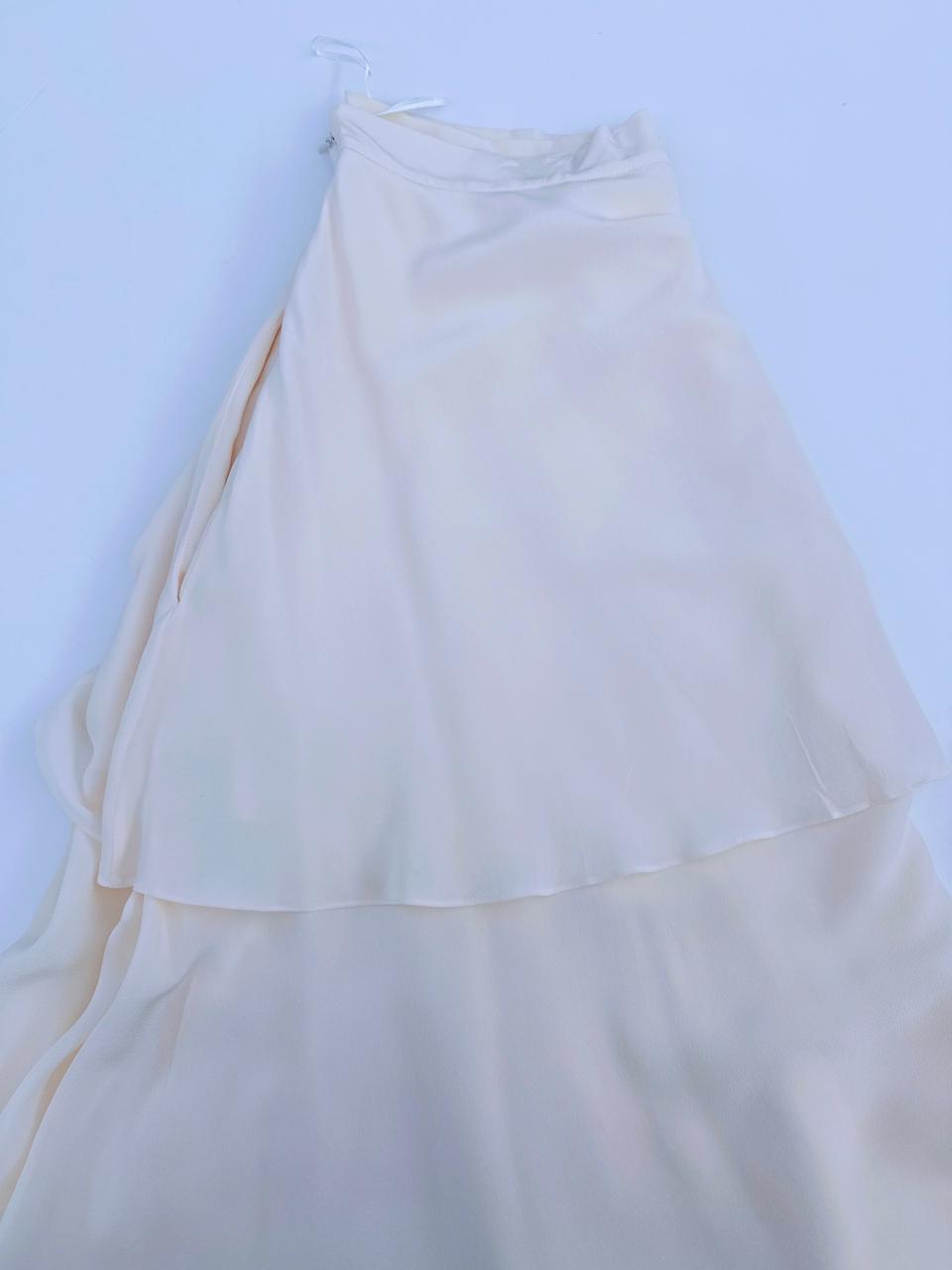 IVORY LAYERED MIDI SKIRT 40