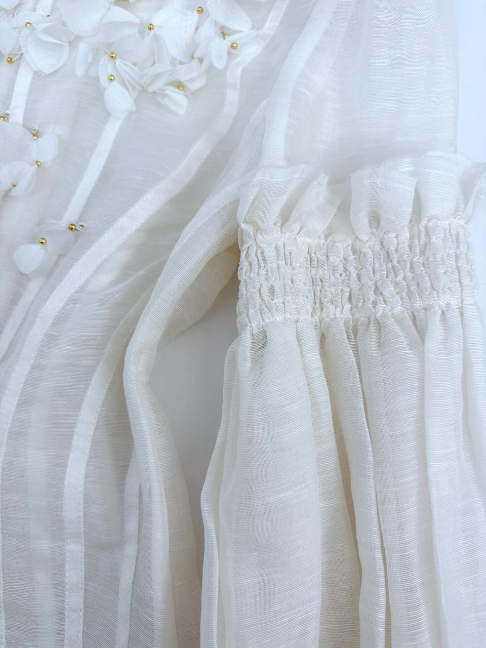 WHITE POSTCARD MACRAME-LACE EMBROIDED-VIOLE TOP 0