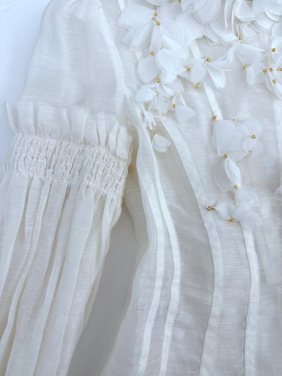 WHITE POSTCARD MACRAME-LACE EMBROIDED-VIOLE TOP 0