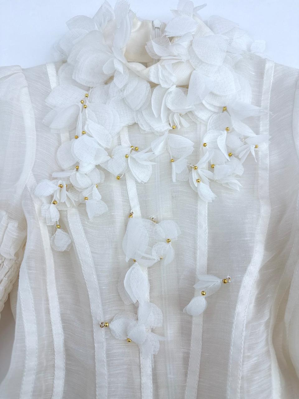 WHITE POSTCARD MACRAME-LACE EMBROIDED-VIOLE TOP 0