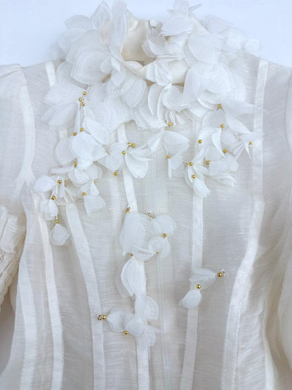 WHITE POSTCARD MACRAME-LACE EMBROIDED-VIOLE TOP 0