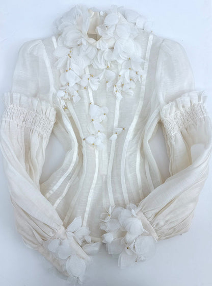WHITE POSTCARD MACRAME-LACE EMBROIDED-VIOLE TOP 0