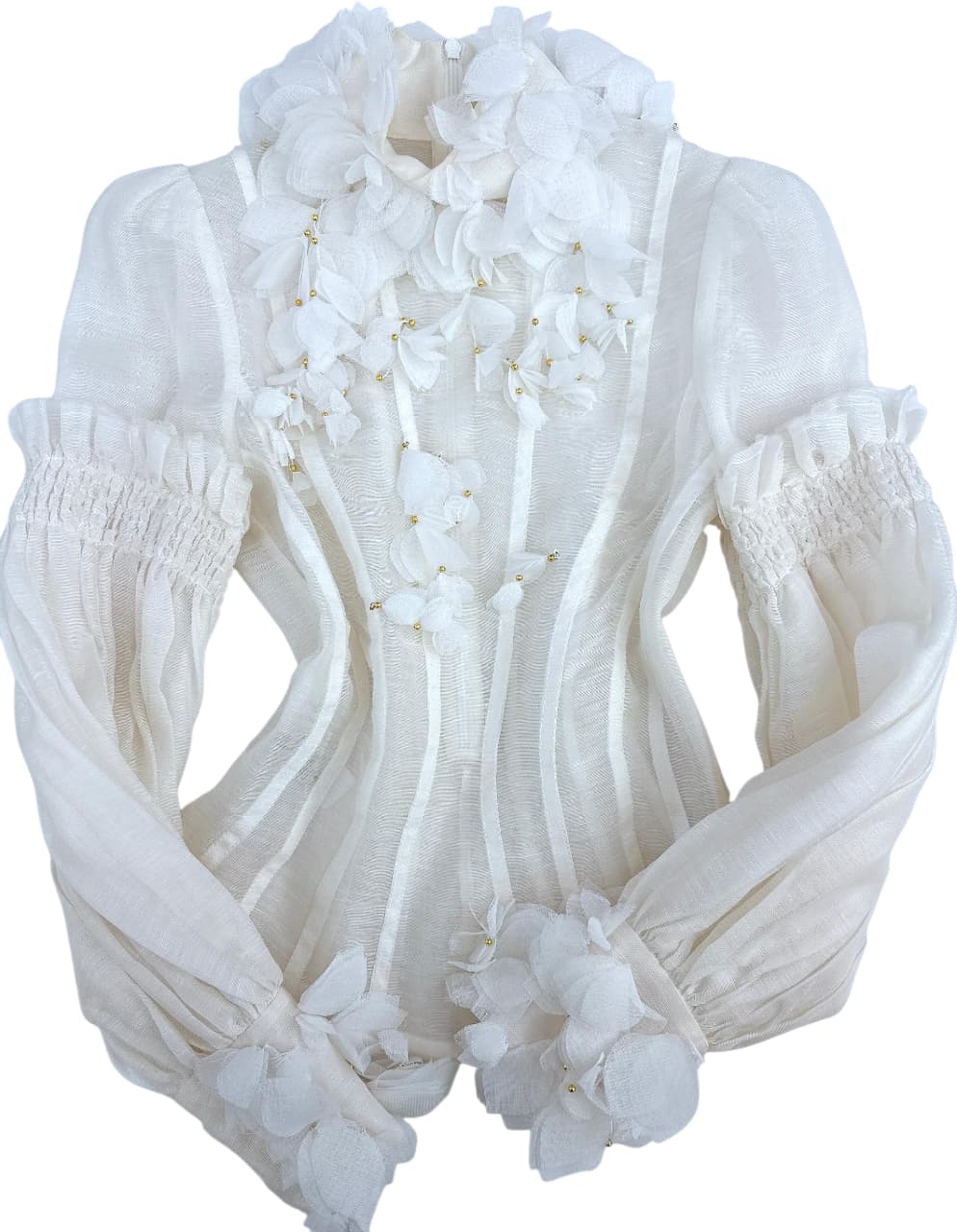 WHITE POSTCARD MACRAME-LACE EMBROIDED-VIOLE TOP 0