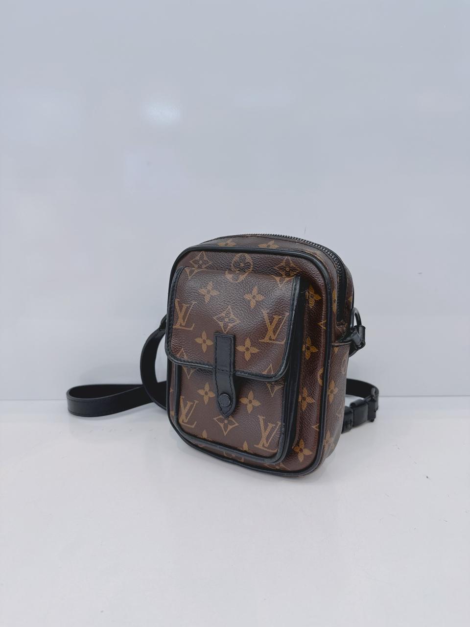 BROWN BLACK MONOGRAM MACASSAR CHRISTOPHER WEARABLE WALLET