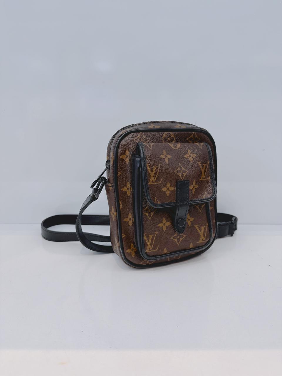BROWN BLACK MONOGRAM MACASSAR CHRISTOPHER WEARABLE WALLET