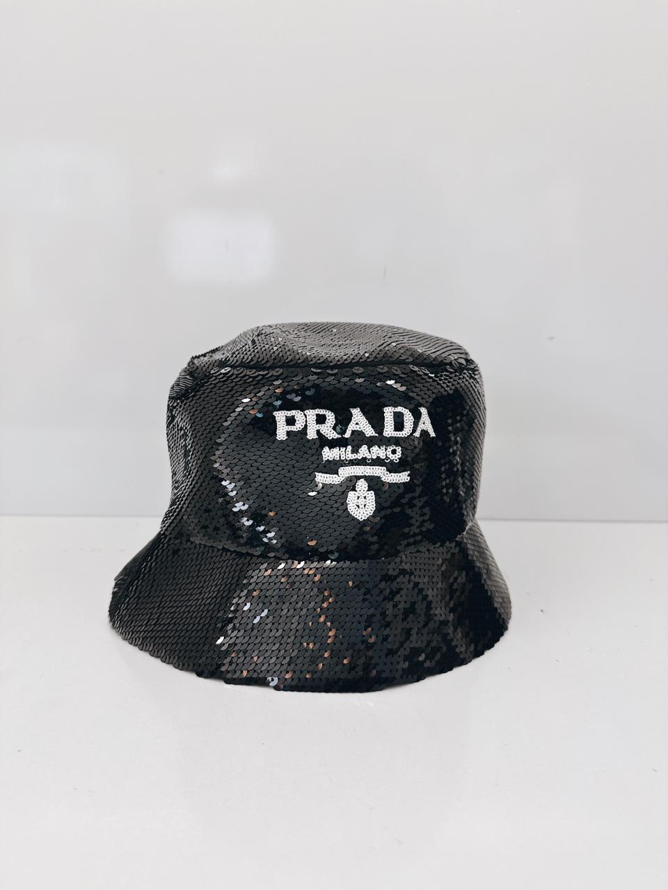 BLACK SEQUINED BUCKET HAT