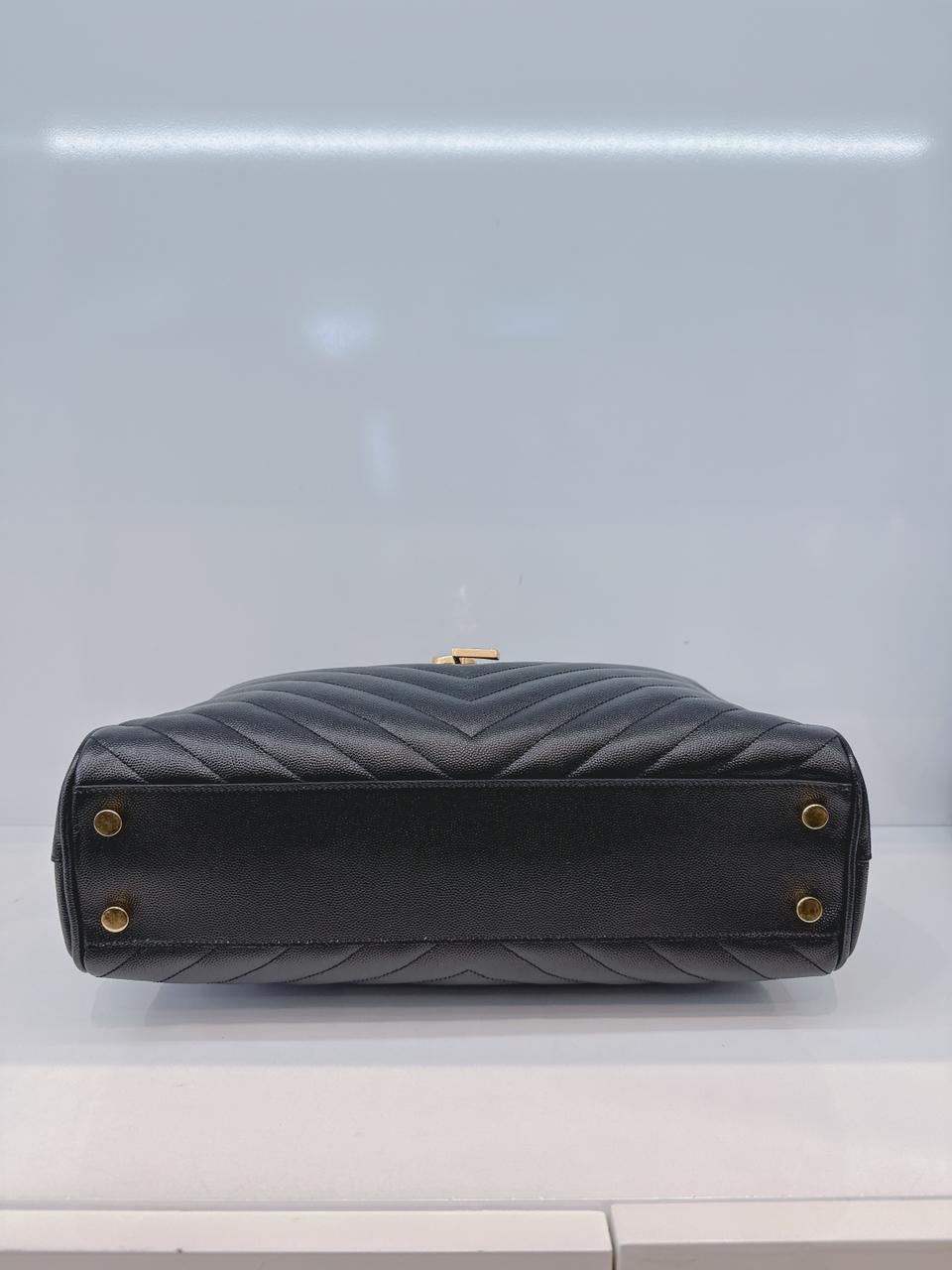 BLACK MATELASSE LEATHER CASSANDRE SHOPPER TOTE