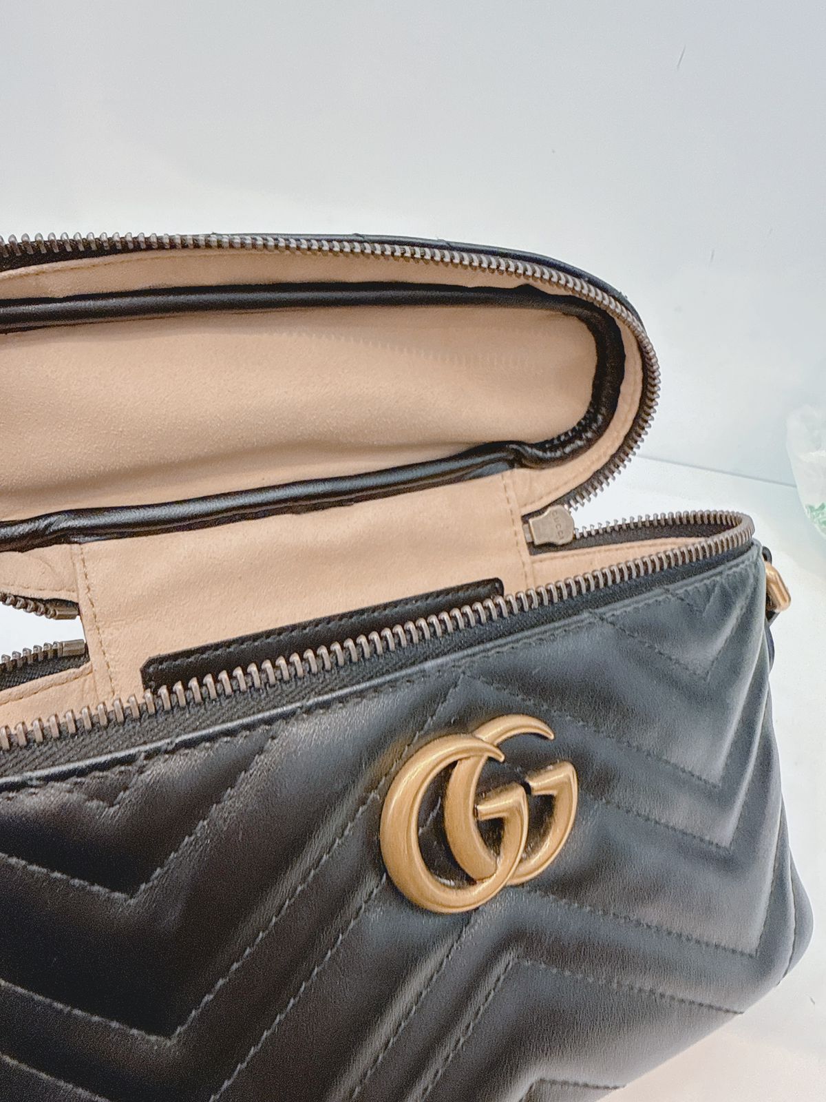 BLACK GG MARMONT MINI VANITY CASE