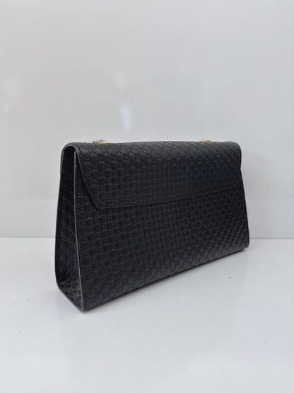 BLACK MICROGUCCISSIMA LEATHER MEDIUM EMILY SHOULDE BAG
