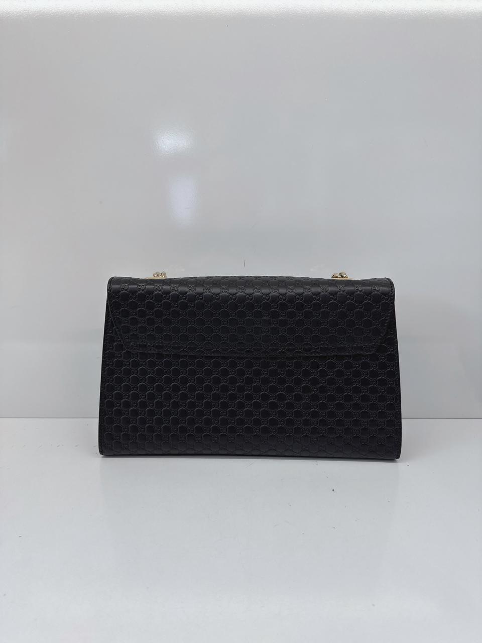 BLACK MICROGUCCISSIMA LEATHER MEDIUM EMILY SHOULDE BAG