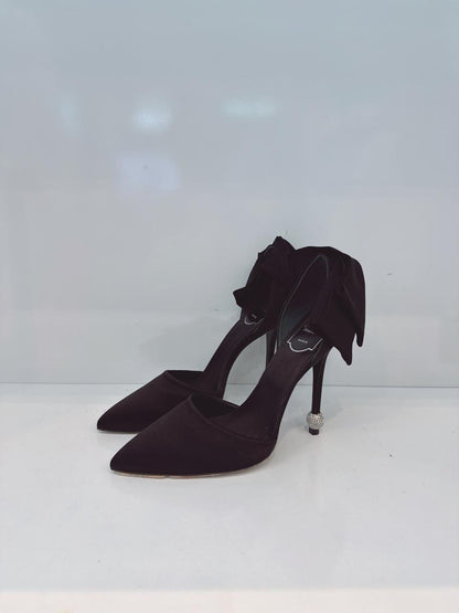 DORSAY PAPILLON BOW AND CRYSTAL-EMBELLISHED SATIN PUMPS 39