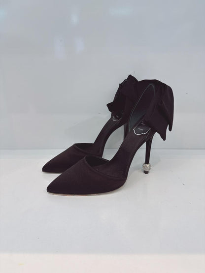 DORSAY PAPILLON BOW AND CRYSTAL-EMBELLISHED SATIN PUMPS 39