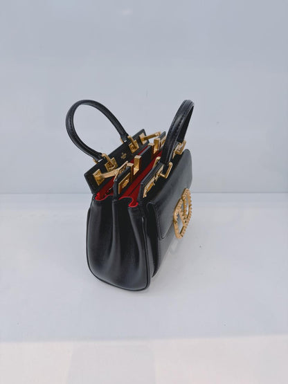 BLACK LEATHER SMALL ROCKSTUD ALCOVE BAG