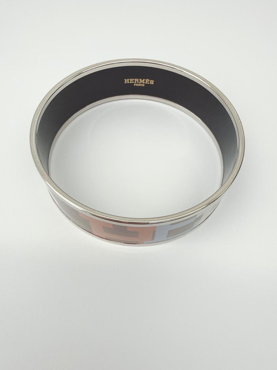 MULTICOLOR PRINTED ENAMEL WIDE BANGLE BRACELET PHW