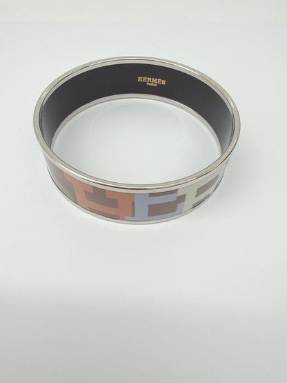 MULTICOLOR PRINTED ENAMEL WIDE BANGLE BRACELET PHW